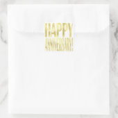 Gold Metallic Happy Jubiläum stilvoll chic Quadratischer Aufkleber (Tasche)