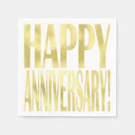 Gold Metallic Happy Jubiläum stilvoll chic Serviette