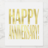 Gold Metallic Happy Jubiläum stilvoll chic Weinetikett (Einzelnes Label)