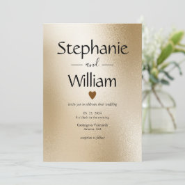 Gold Metallic Heart Moderne Elegante Hochzeit Einladung
