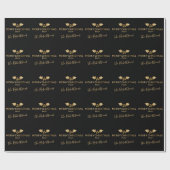 Gold Metallic Holly Black Frohe Weihnachtsnamen Geschenkpapier (Flach)