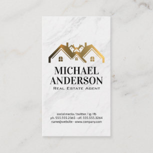 Gold Metallic House Logo Marmor Visitenkarte