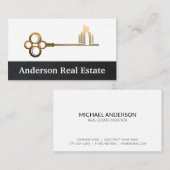 Gold Metallic Key City | Real Anwesen Visitenkarte (Vorne/Hinten)