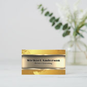 Gold Metallic | Künstlerisch gebürstet Visitenkarte (Stehend Vorderseite)
