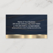 Gold Metallic Lines Dunkelblau Hintergrund Visitenkarte (Rückseite)