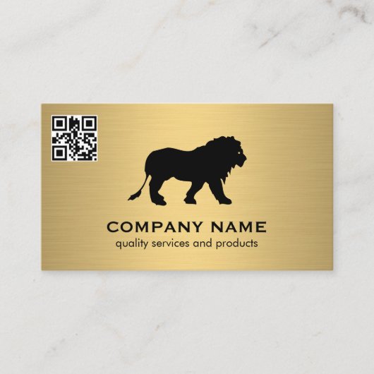 Gold Metallic / Lion Icon / QR Code Scan Visitenkarte (Vorderseite)
