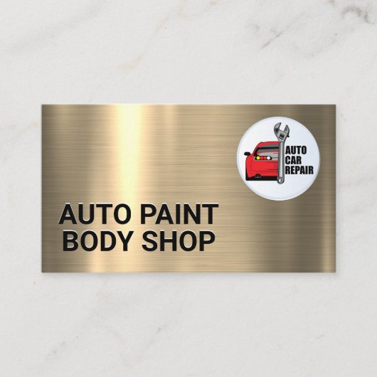 Gold Metallic | Logo für die Reparatur von Auto Visitenkarte (Vorderseite)