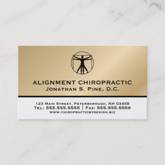 Gold Metallic-Look Chiropraktische Visitenkarten Visitenkarte (Vorderseite)