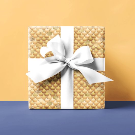 Gold Metallic Look Mermaid Scales Geschenkpapier