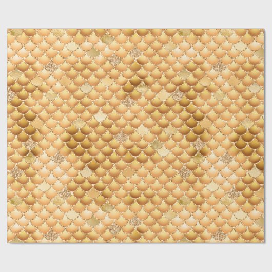 Gold Metallic Look Mermaid Scales Geschenkpapier (Flach)
