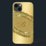 Gold-Metallic-Look mit Diamantmuster iPhone 13 Hülle<br><div class="desc">Gold Farben glänzen metallisches Aussehen mit Diamanten-Muster. Benutzerdefiniertes und optionales Monogramm</div>