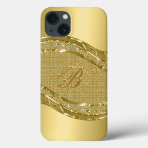 Gold-Metallic-Look mit Diamantmuster iPhone 13 Hülle