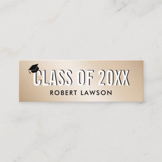 Gold Metallic Luxe Class Graduation Cap Name Card Mini Visitenkarte (Vorderseite)