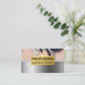 Gold Metallic | Makeup Palette und Pinsel Visitenkarte (Stehend Vorderseite)