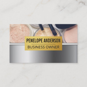 Gold Metallic Makeup Palette und Pinsel Visitenkarte