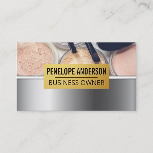 Gold Metallic | Makeup Palette und Pinsel Visitenkarte (Vorderseite)