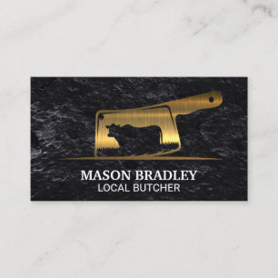 Gold Metallic Meat Cleaver Logo Visitenkarte