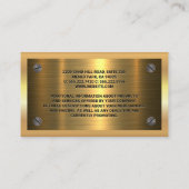 Gold Metallic | Metallschrauben | Konstruktionslog Visitenkarte (Rückseite)