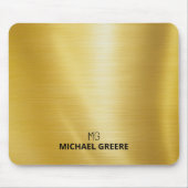 Gold Metallic Mit Monogramm Mousepad (Vorne)