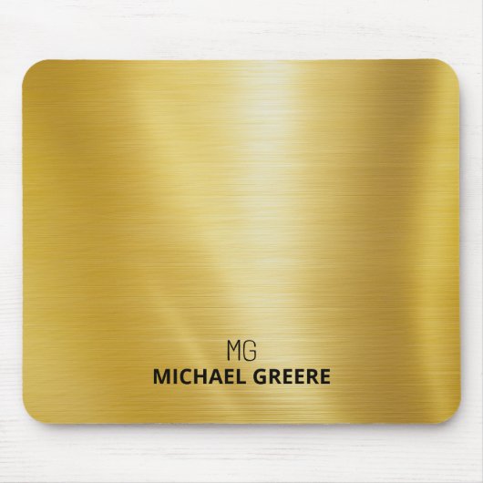 Gold Metallic Mit Monogramm Mousepad (Vorne)
