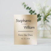 Gold Metallic Moderne Elegant Stilvoll Save The Date (Stehend Vorderseite)