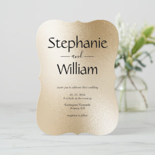 Gold Metallic Moderne Elegante Einfache Hochzeit Einladung