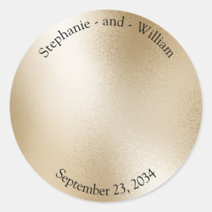 Gold Metallic Moderne Elegante Hochzeit Runder Aufkleber