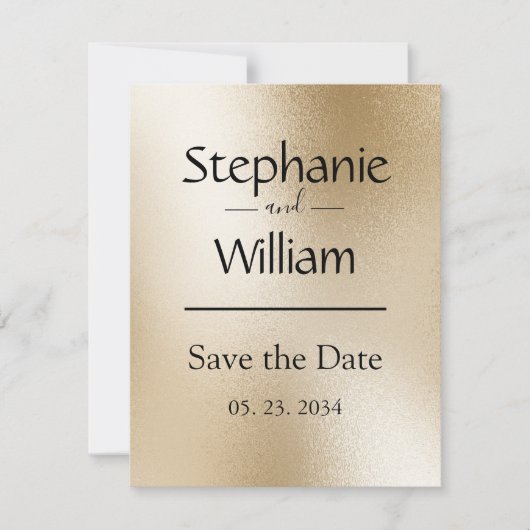Gold Metallic Moderner Chic Einfach Elegant Stilvo Save The Date (Vorderseite)