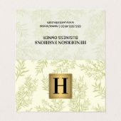 Gold-Metallic-Monogramm | Juniper Branch Visitenkarten (Außenseite Aufgefaltet)