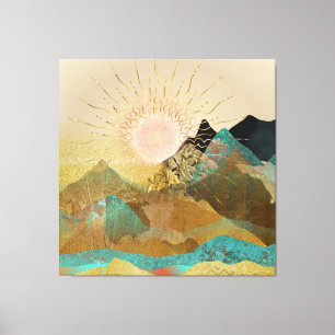 Gold Metallic Mountain Vista Landschaft Leinwanddruck