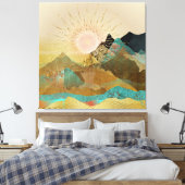 Gold Metallic Mountain Vista Landschaft Leinwanddruck (Insitu (Schlafzimmer))