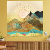 Gold Metallic Mountain Vista Landschaft Leinwanddruck (Insitu (Wohnzimmer))