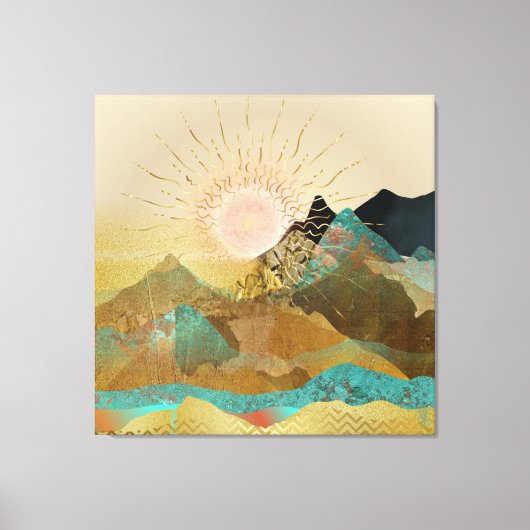 Gold Metallic Mountain Vista Landschaft Leinwanddruck (Vorderseite)