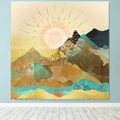 Gold Metallic Mountain Vista Landschaft Leinwanddruck (Insitu (Holzboden))