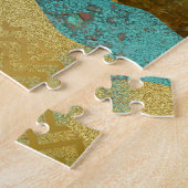 Gold Metallic Mountain Vista Landschaft Puzzle (Seite)