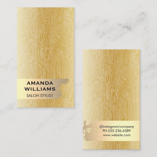 Gold Metallic | Natürliche Stillinien Visitenkarte (Vorne/Hinten)