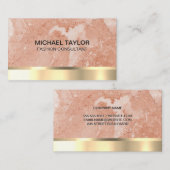 Gold Metallic | Orange Marble Visitenkarte (Vorne/Hinten)