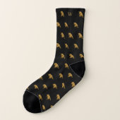 Gold Metallic Ox Bull Mit Monogramm Initials Black Socken (Links - Außen)