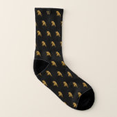 Gold Metallic Ox Bull Mit Monogramm Initials Black Socken (Links - Innen)