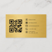 Gold Metallic Photo with QR Code Social Media Visitenkarte (Rückseite)