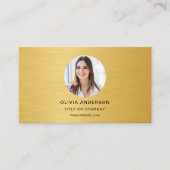 Gold Metallic Photo with QR Code Social Media Visitenkarte (Vorderseite)