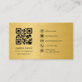 Gold Metallic Professional Company Logo QR Code Visitenkarte (Vorderseite)