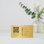 Gold Metallic Professional Company Logo QR Code Visitenkarte (Stehend Vorderseite)