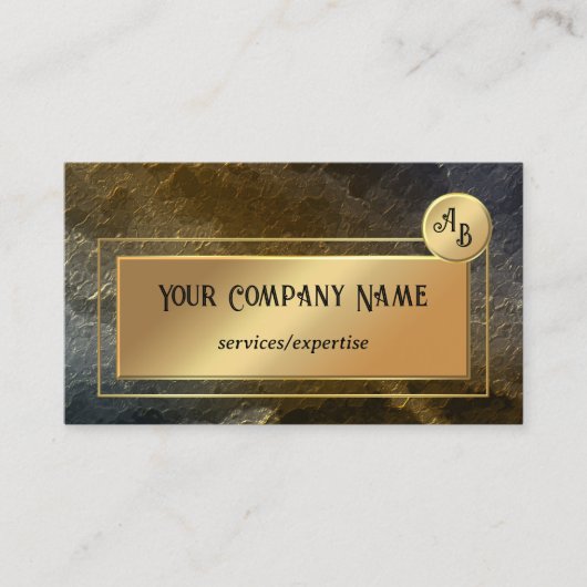 Gold Metallic QR Beruflich Monogram Design Visitenkarte (Vorderseite)