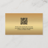 Gold Metallic QR Code and Photo Professional  Visitenkarte (Rückseite)