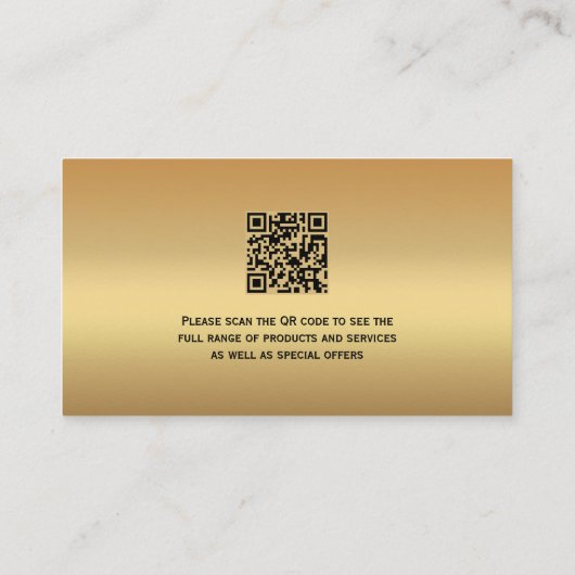 Gold Metallic QR Code and Photo Professional Visitenkarte (Rückseite)