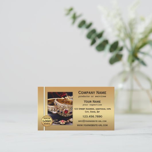 Gold Metallic QR Code and Photo Professional Visitenkarte (Stehend Vorderseite)