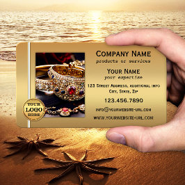 Gold Metallic QR Code and Photo Professional  Visitenkarte