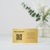 Gold Metallic QR Code Minimalist Professional Visitenkarte (Stehend Vorderseite)