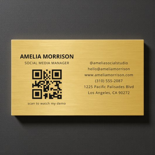 Gold Metallic QR Code Minimalist Professional Visitenkarte
